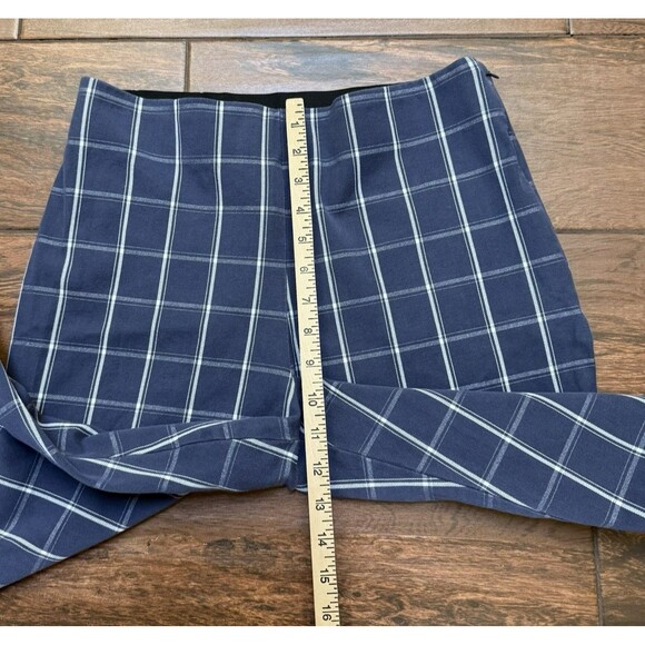 Women's Blue Gray Windowpane Plaid High Rise Flare Crop Pants A New Day Sz 10 - Picture 3 of 7